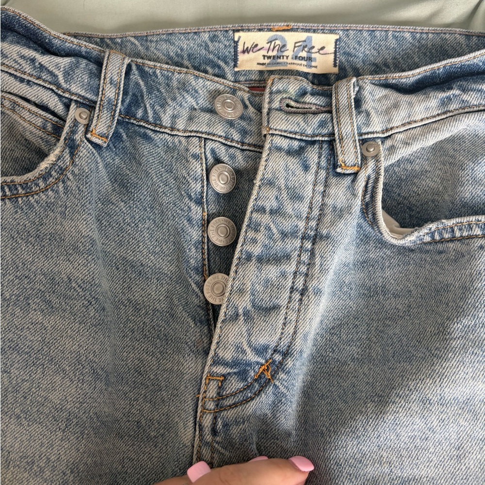 We The Free Light Blue Denim Jeans with Button Fly